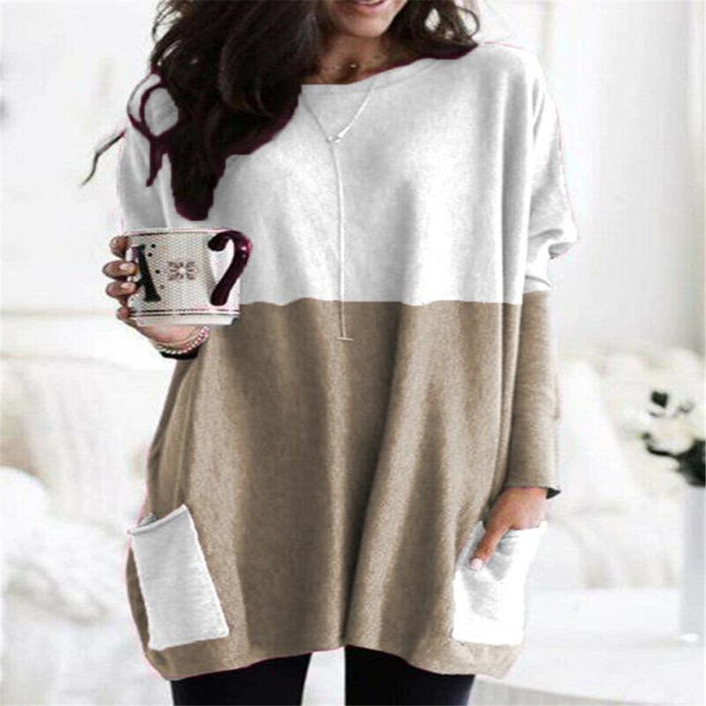 Women's oversized long shirt with contrast block and patch pockets Mune Fashion