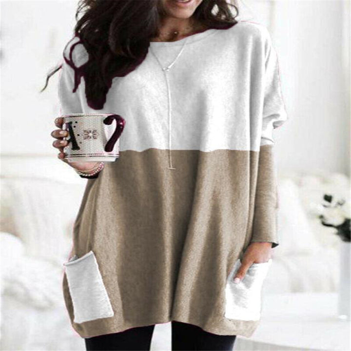 Women's oversized long shirt with contrast block and patch pockets Mune Fashion
