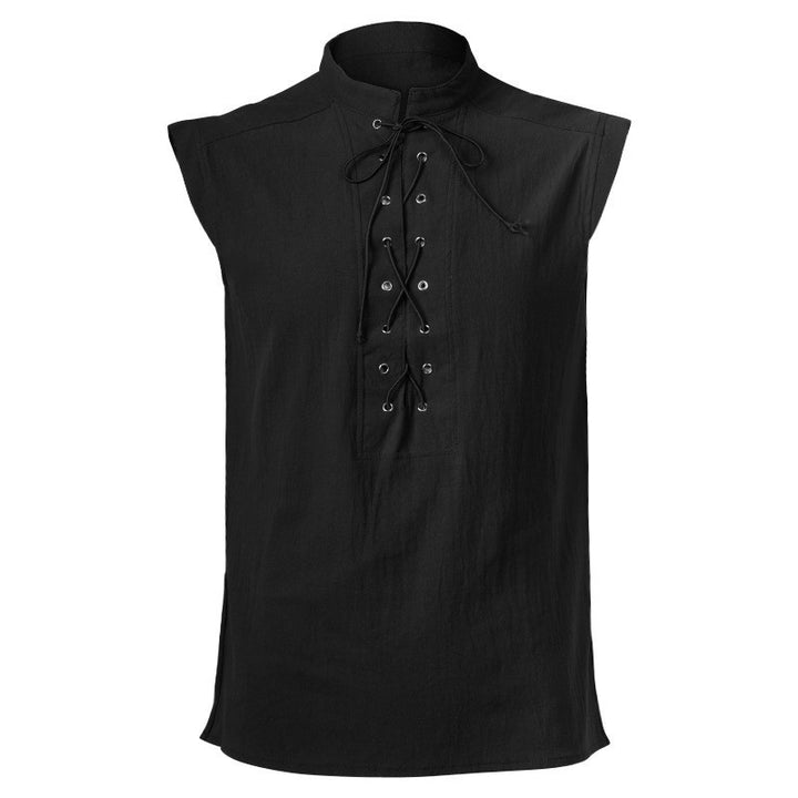 Unisex sleeveless lacing vest in historic LARP design with hidden zipper and metal eyelets Mune Fashion