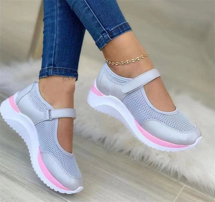 Women Breathable Mary-Jane Sneakers with Velcro Closure and Memory Foam Sole Mune Fashion