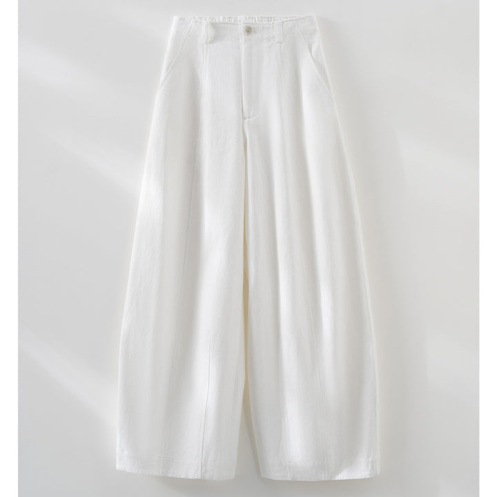 Women High-waisted wide Culotte pants made of linen blend with crease and side pockets Mune Fashion
