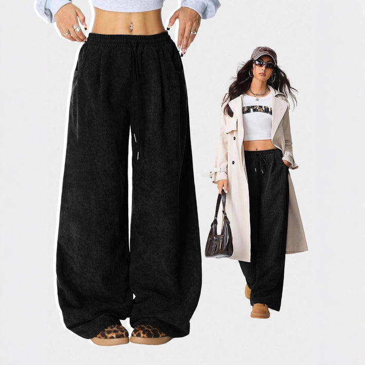 Women's Wide-Leg High-Waist Corduroy Lounge Pants Mune Fashion