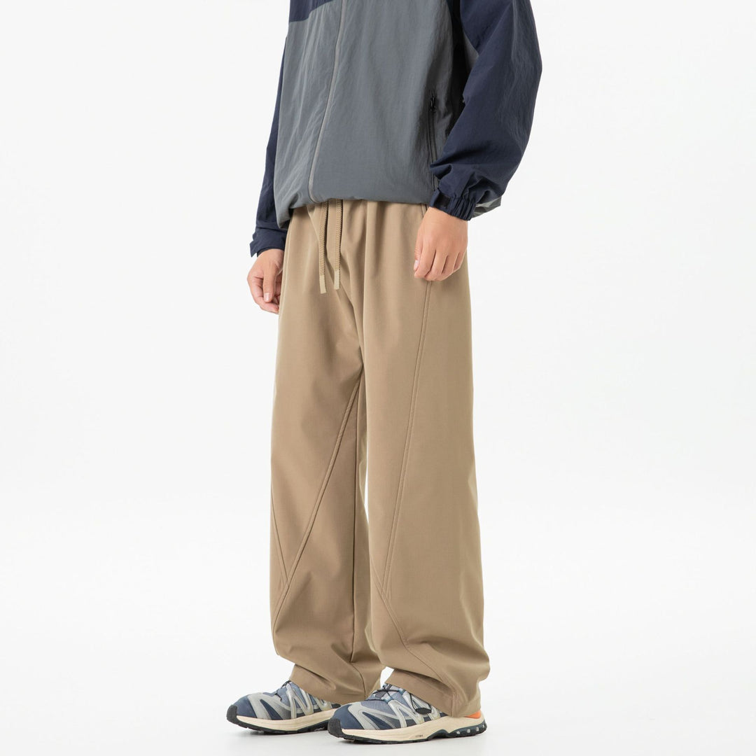 Damen Weite Culotte-Jogginghose mit elastischem Bund, Tunnelzug und dekorativen Nahtpaneelen Mune Fashion