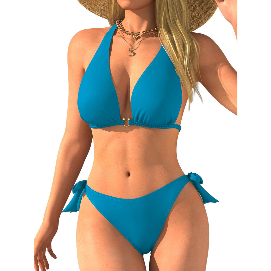 Women's triangle bikini with back strap and sensual V-neck Mune Fashion