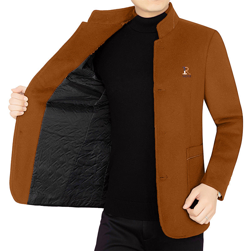 Men's wool coat with stand-up collar and quilted thermal lining Mune Fashion