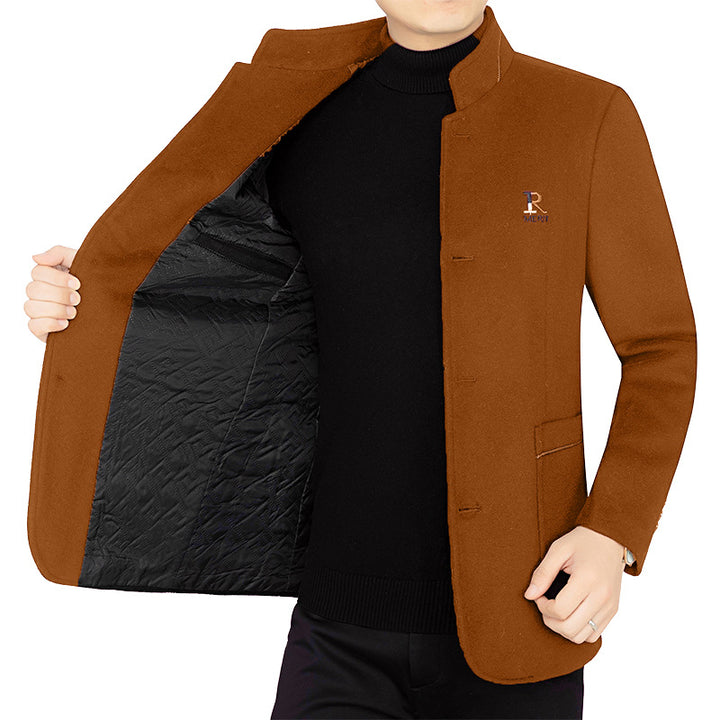 Men's wool coat with stand-up collar and quilted thermal lining Mune Fashion