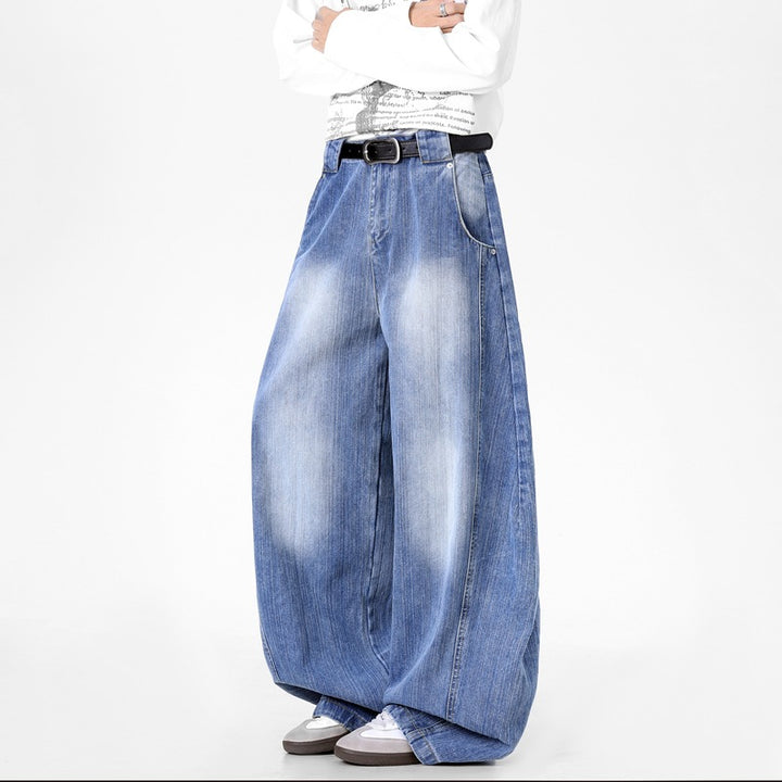 Men's Extra Wide Baggy Jeans with extremely wide leg, deep drop & distinctive used wash Mune Fashion