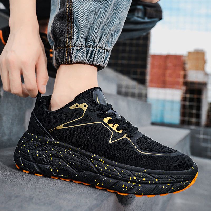 Unisex cushioned platform sneaker with breathable knit upper and padded hollow chamber sole Mune Fashion