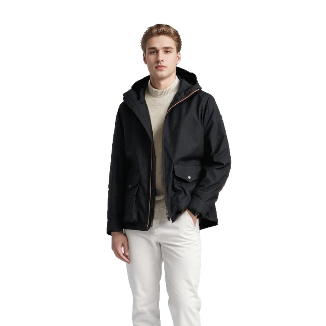 Men's Lightweight Hooded Jacket in Urban Minimal Style with Two-Way Zipper and Flap Pockets Mune Fashion