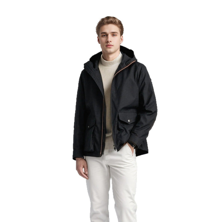 Men's Lightweight Hooded Jacket in Urban Minimal Style with Two-Way Zipper and Flap Pockets Mune Fashion