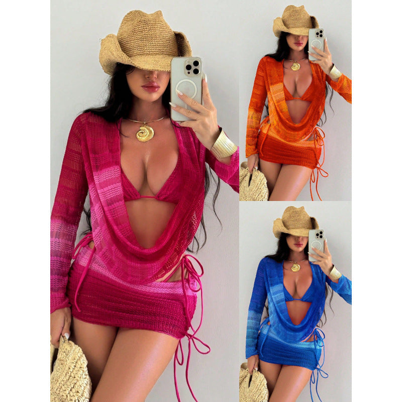 Women's beach dress with gathering and attractive V-neck Mune Fashion