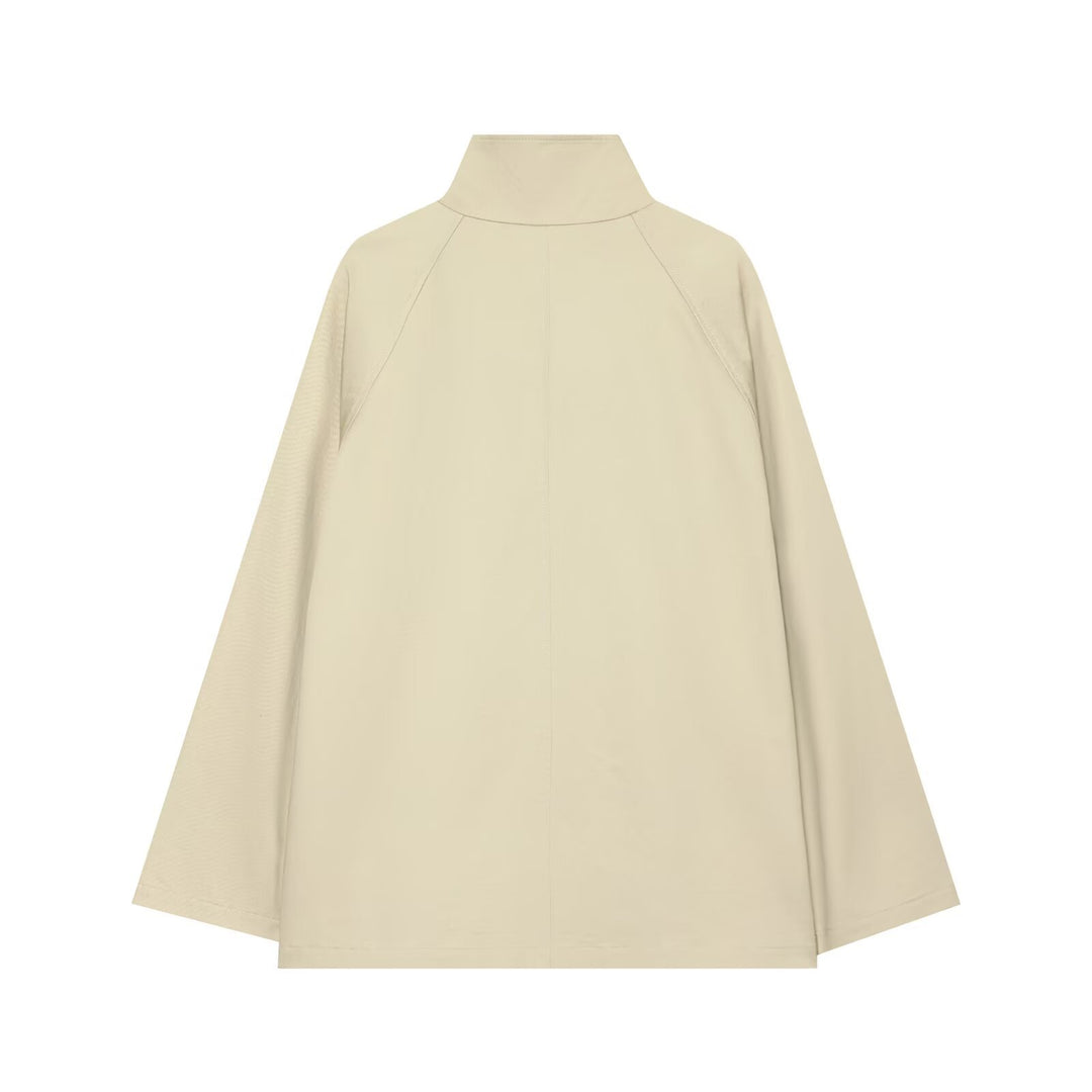 Women Short A-Line Transitional Jacket with High Standing Collar and Raglan Sleeves Mune Fashion