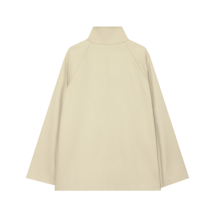 Women Short A-Line Transitional Jacket with High Standing Collar and Raglan Sleeves Mune Fashion