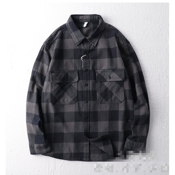 Men's Oversized Checked Flannel Shirt Jacket with Flap Pockets Mune Fashion