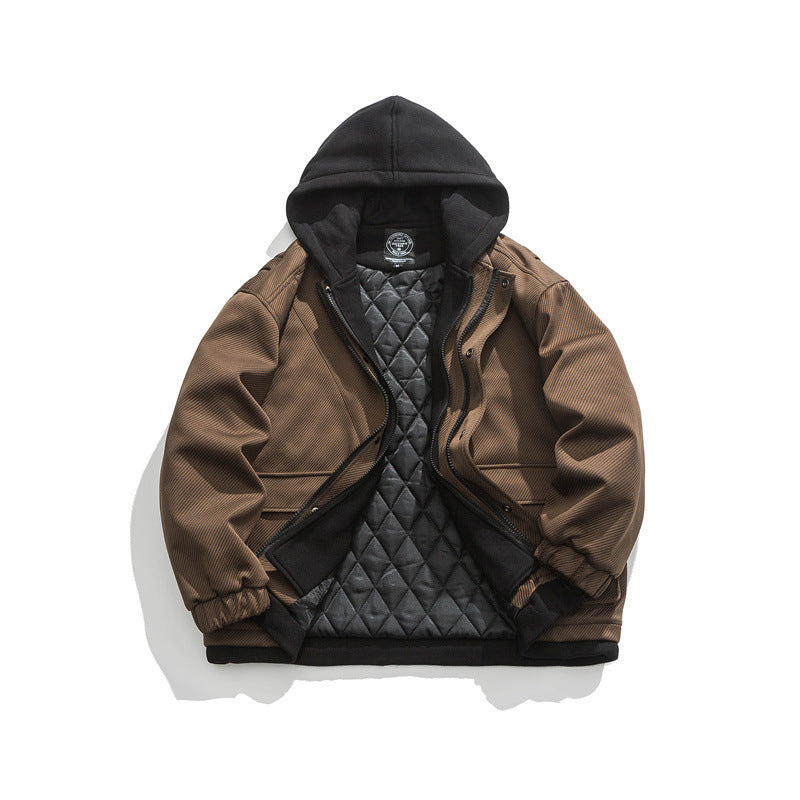 Men's Two-Layer Utility Jacket with Integrated Hood Inner Layer and Flap Pockets Mune Fashion