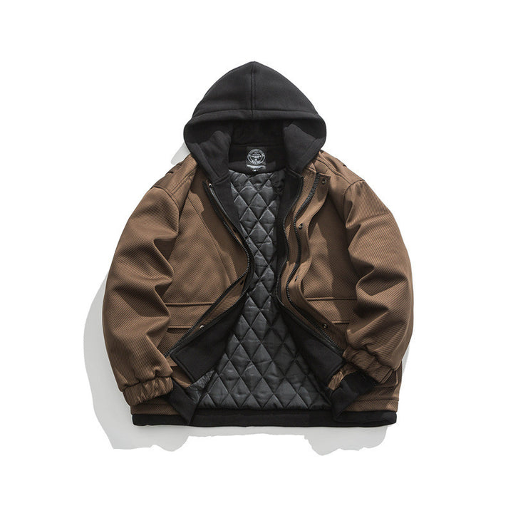 Men's Two-Layer Utility Jacket with Integrated Hood Inner Layer and Flap Pockets Mune Fashion