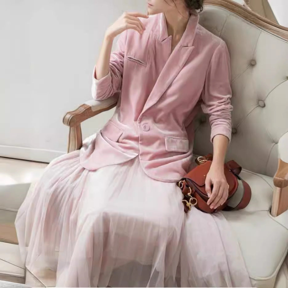 Ladies Elegant Velvet Blazer Mune Fashion