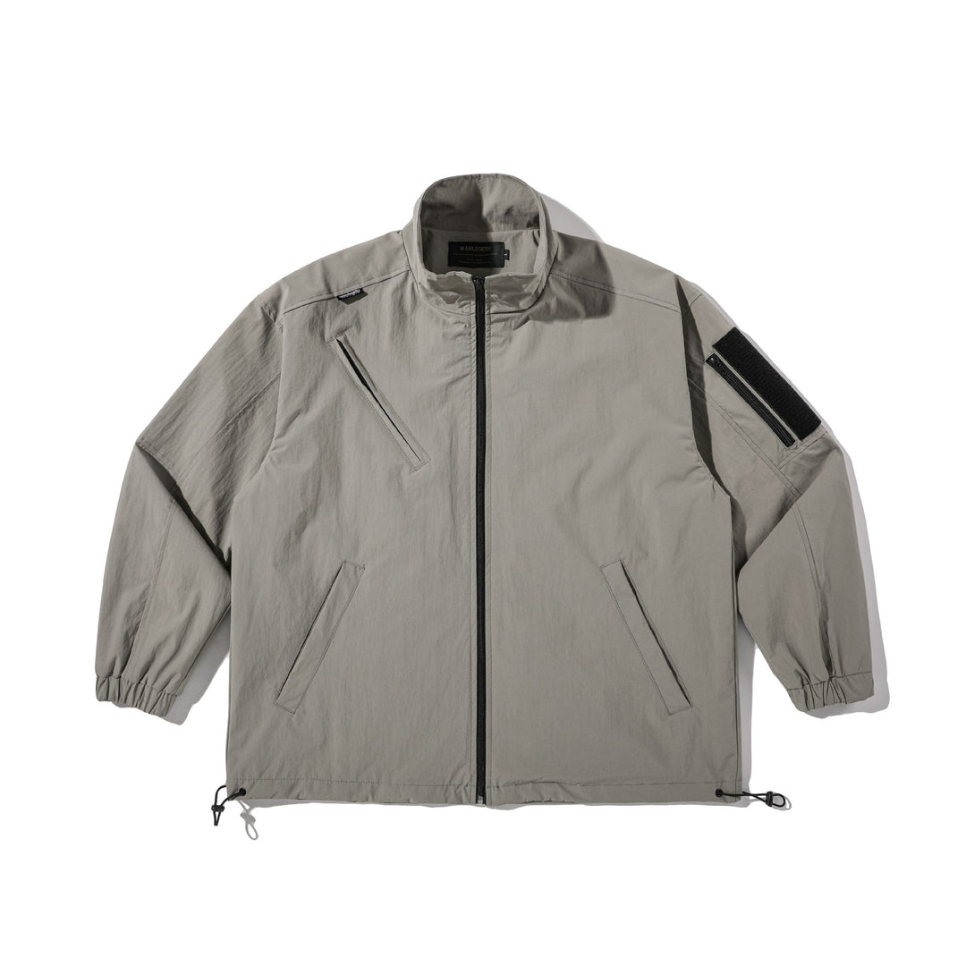 Unisex Lightweight Technical Wind Parka with Drawstring, Zipper Pockets and Sleeve Utility Pocket Mune Fashion