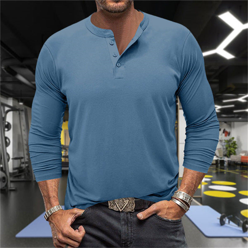 Men's Long Sleeve Henley Shirt made of breathable cotton blend Mune Fashion