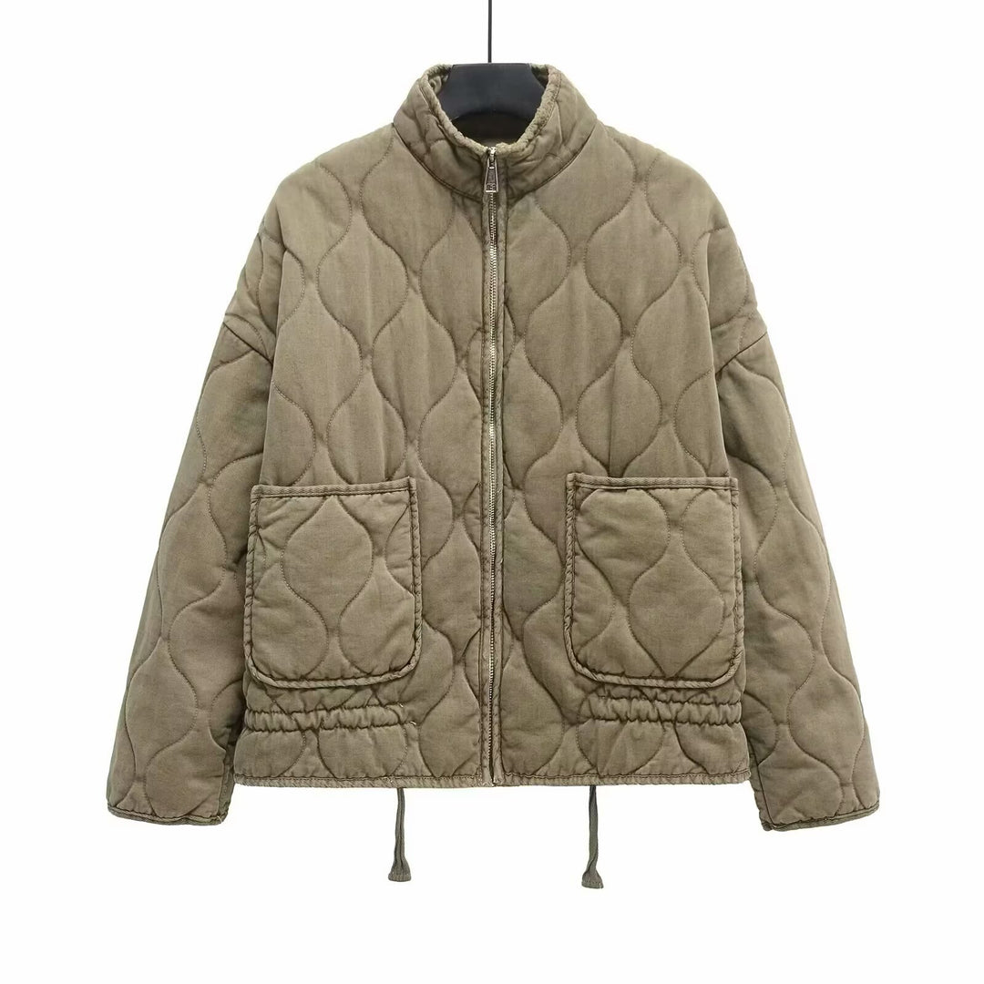 Women’s quilted jacket with stand-up collar, cushion quilting and drawstring Mune Fashion
