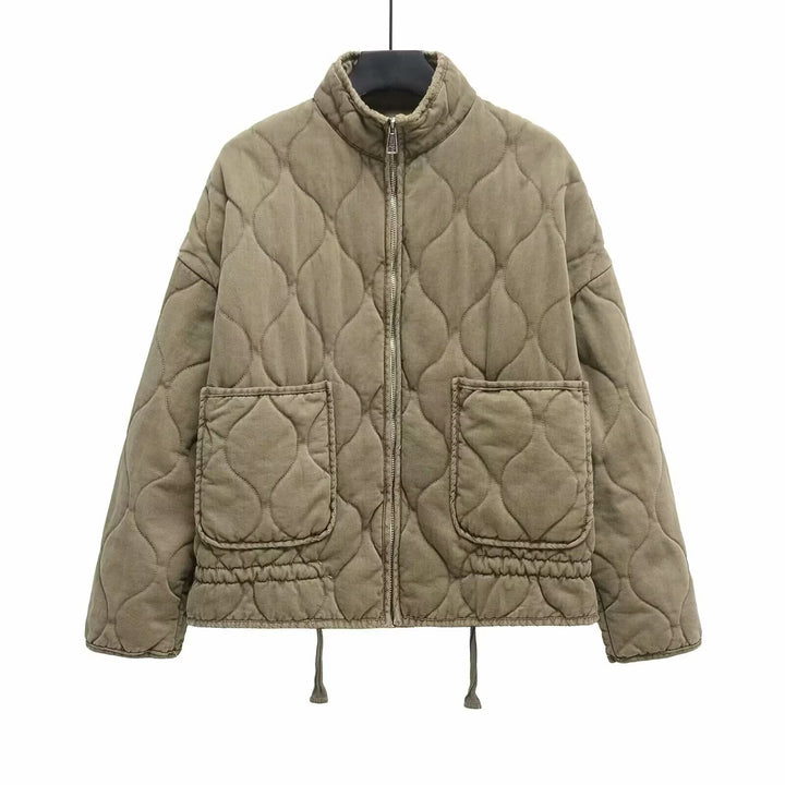 Women’s quilted jacket with stand-up collar, cushion quilting and drawstring Mune Fashion