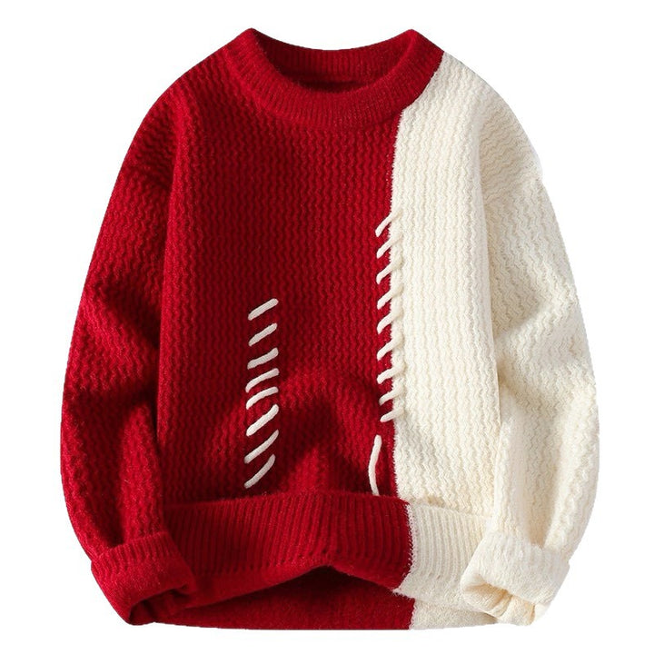 Unisex oversized knit sweater with cable pattern and decorative stitching Mune Fashion