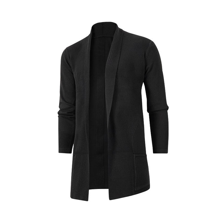 Women's longer open knitted cardigan with patch pockets and shawl collar Mune Fashion