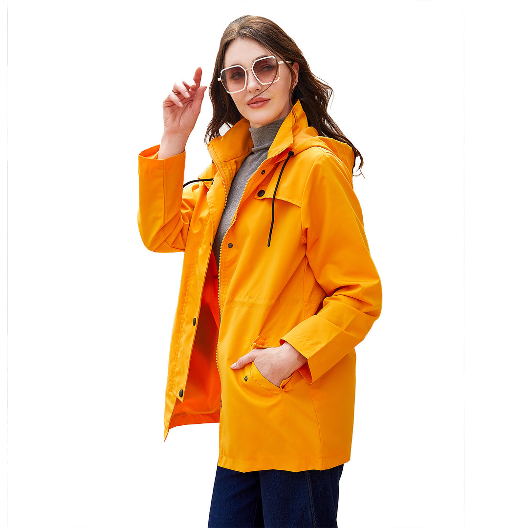Women's lightweight waterproof parka with fitted cut, hood, and concealed zipper Mune Fashion