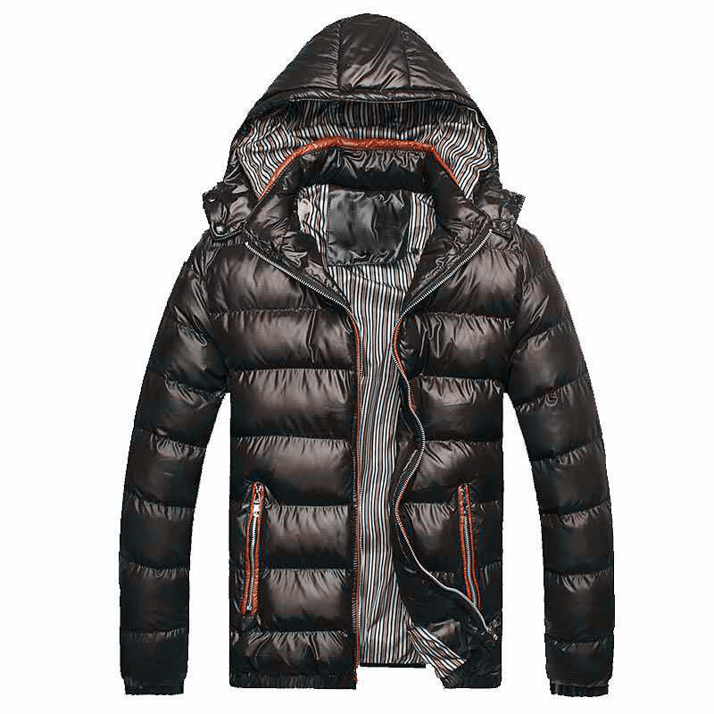 Men's Lightweight Padded Jacket with Hood, Thermal Insulation and Striped Lining Mune Fashion