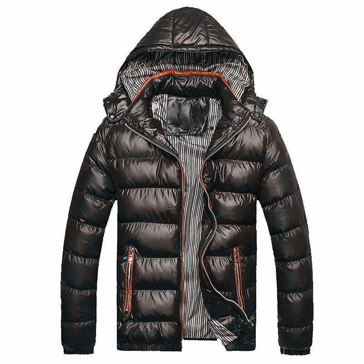 Men's Lightweight Padded Jacket with Hood, Thermal Insulation and Striped Lining Mune Fashion