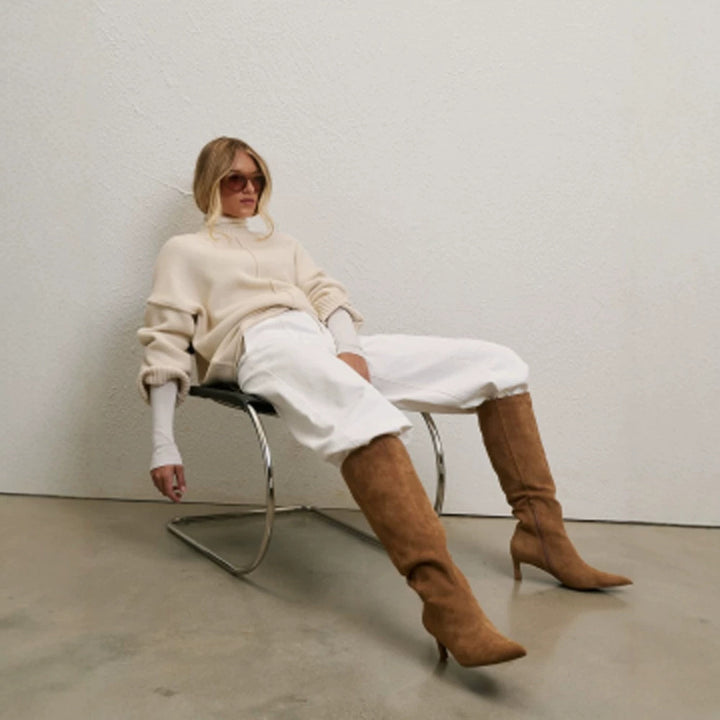 Women Oversized Turtleneck Sweater with Concealed Center Seam Mune Fashion