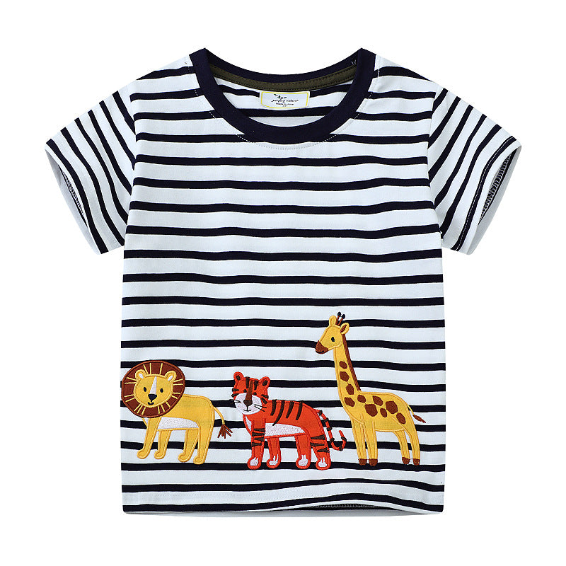 Children's T-Shirt with Vibrant Animal Appliqués Mune Fashion