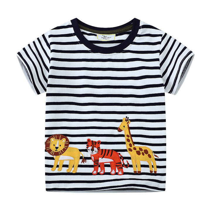 Children's T-Shirt with Vibrant Animal Appliqués Mune Fashion