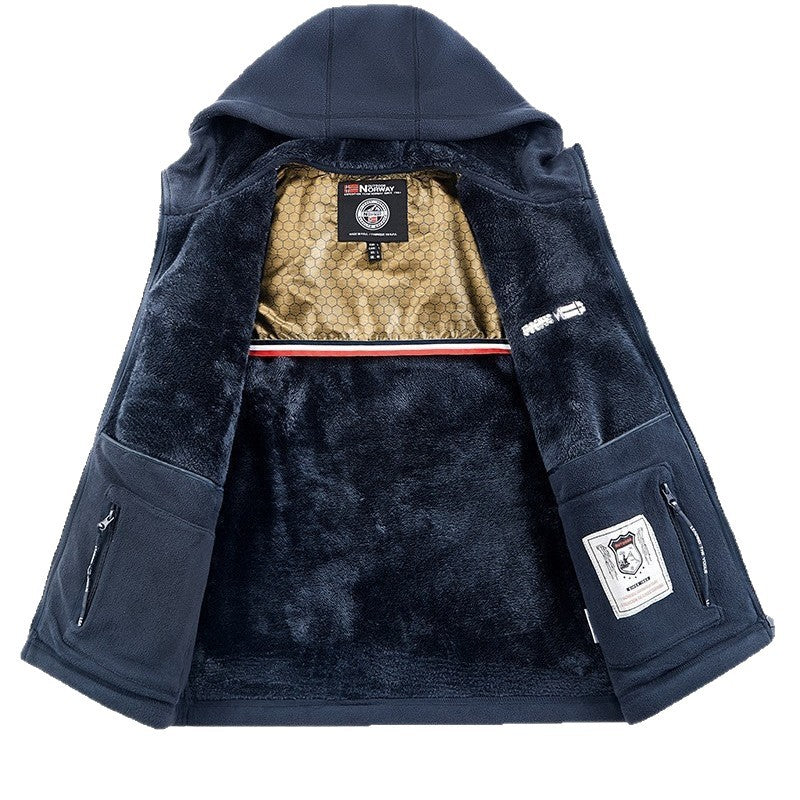 Men's Cozy Fleece Hoodie Jacket with Teddy Lining, Windproof and Zipper Pockets Mune Fashion