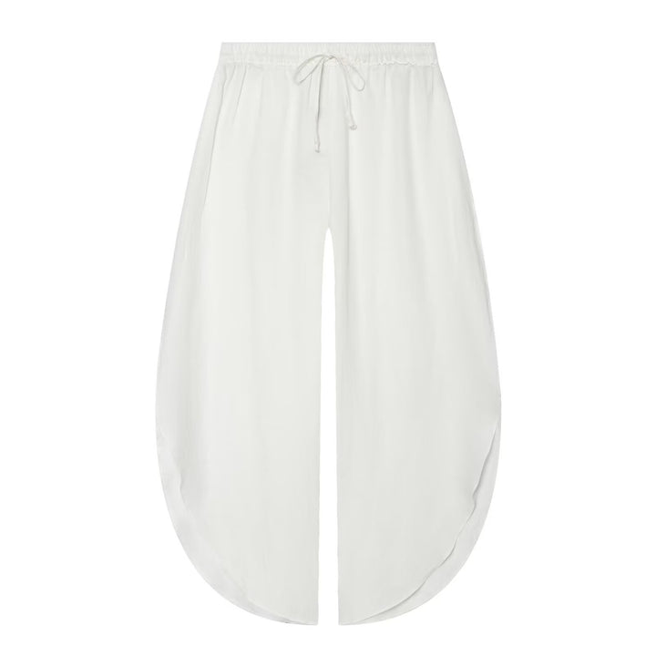 Ladies Beach Midi Skirt with Drawstring Waist, Front Slit and Rounded Hem Mune Fashion