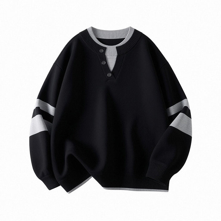 Women's sporty oversized sweater with button placket Mune Fashion