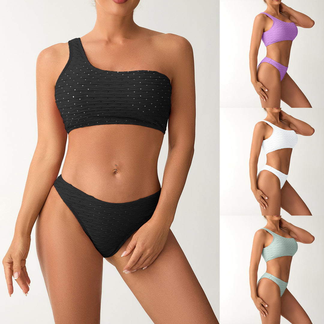 Women's One-Sided Bandeau Bikini with Textured Surface Mune Fashion