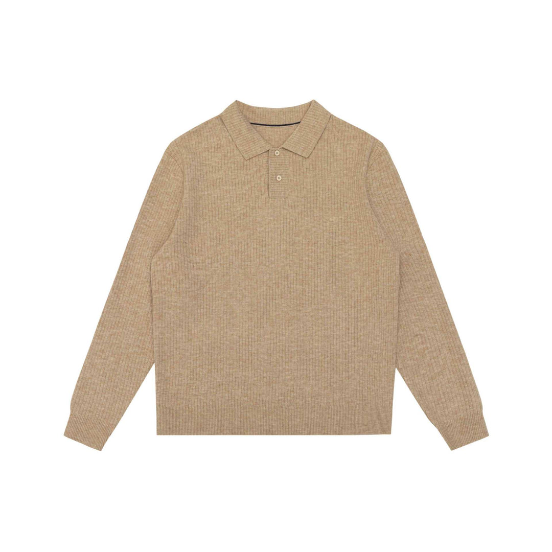 Unisex Ribbed Polo Collar Sweater made of Fine Knit with Button Placket Mune Fashion