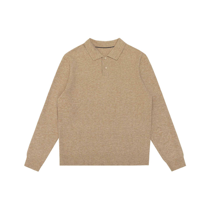 Unisex Ribbed Polo Collar Sweater made of Fine Knit with Button Placket Mune Fashion