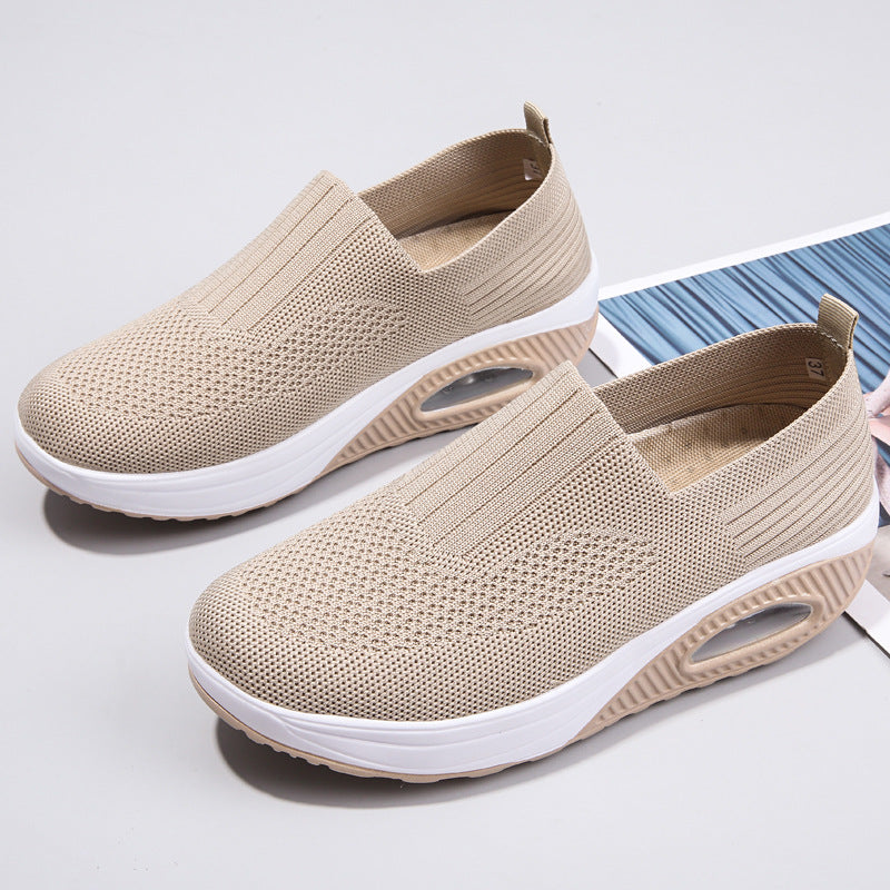 Women's elastic knit slippers with ergonomic wedge sole and visible air cushion capsule Mune Fashion