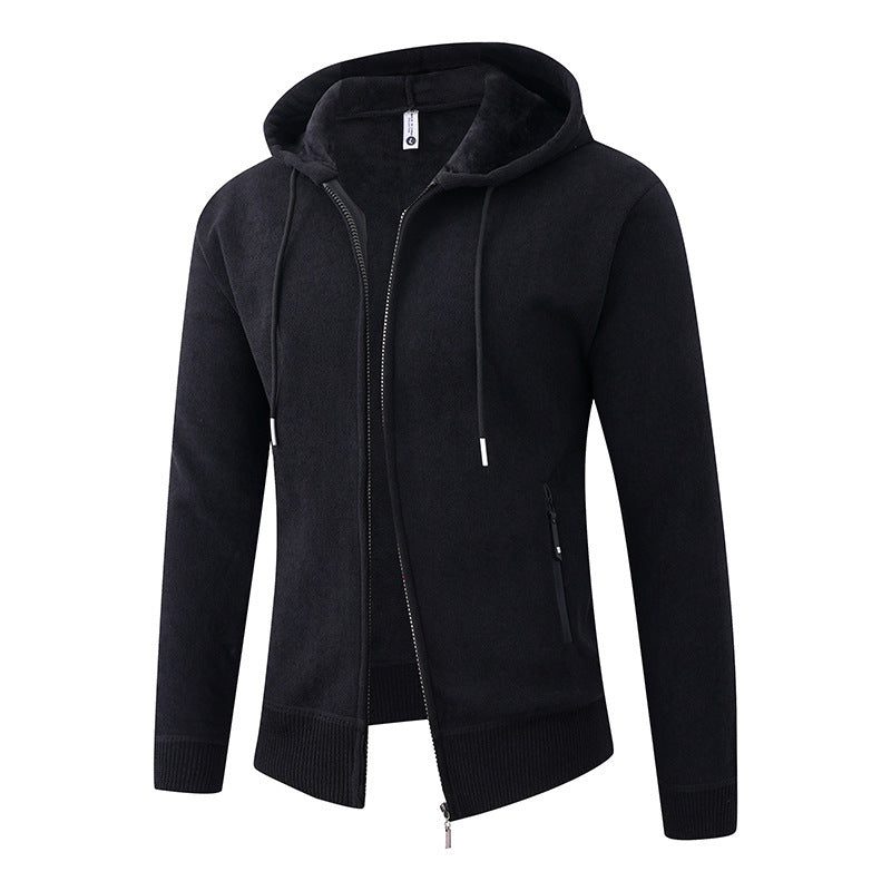 Men's Hooded Fleece Jacket with Full Zip and Ribbed Cuffs Mune Fashion