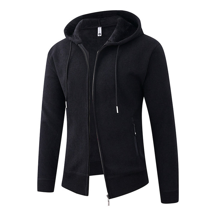 Men's Hooded Fleece Jacket with Full Zip and Ribbed Cuffs Mune Fashion