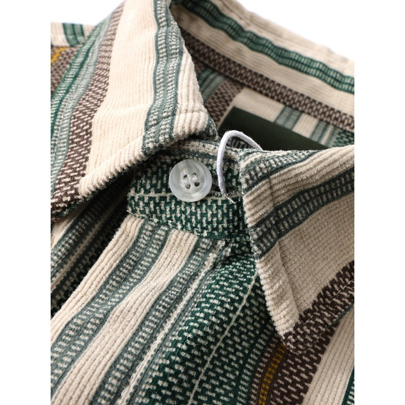 Men's Long Sleeve Shirt with Mélange Stripe Structure and Relaxed Fit Mune Fashion