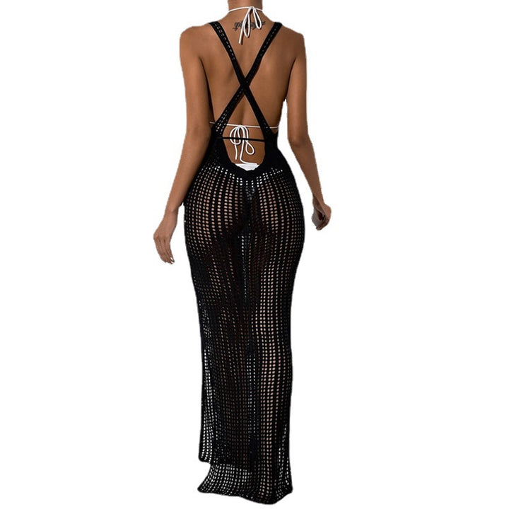 Ladies crocheted maxi dress with fitted cut and side drawstring Mune Fashion