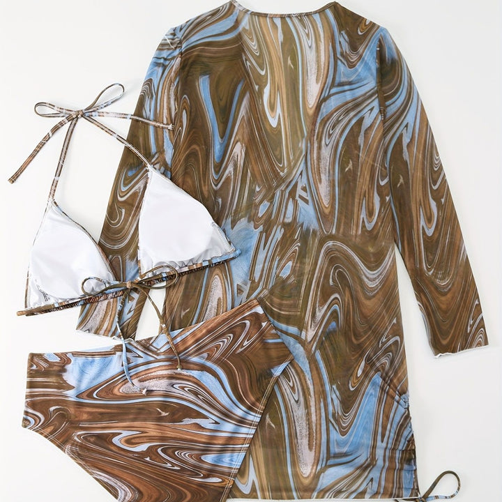 Ladies bikini set with elegant wrap dress Mune Fashion