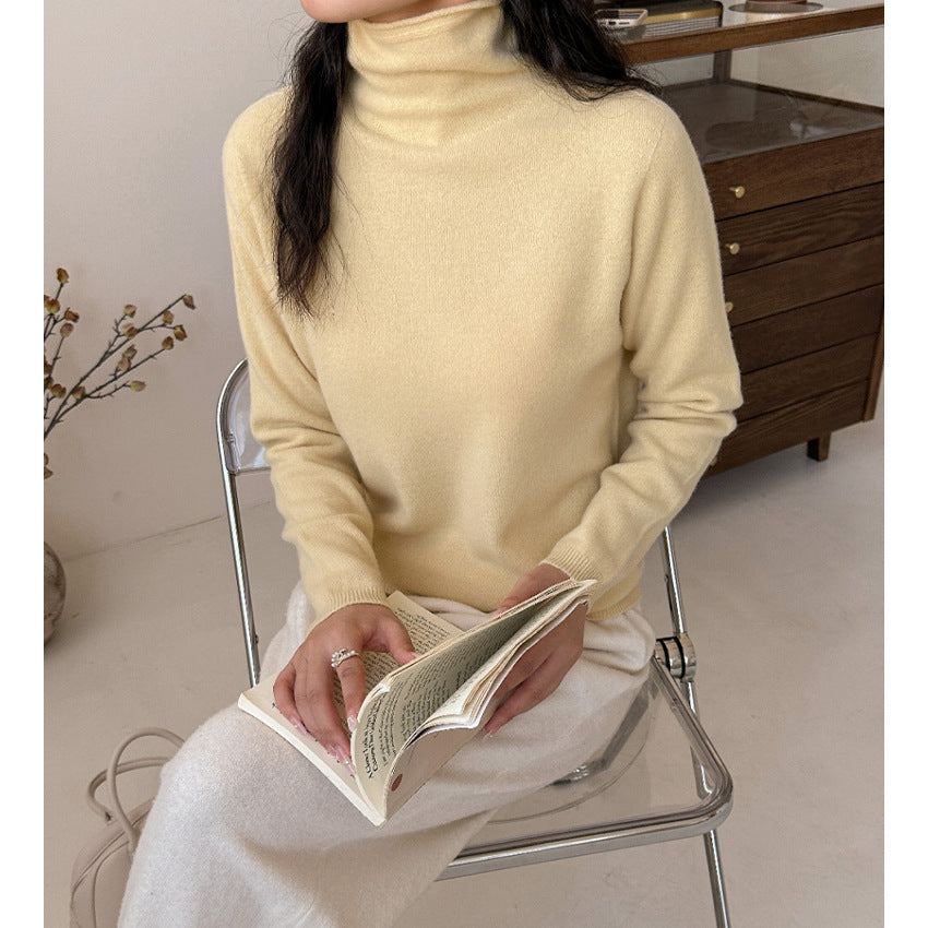 Women Lightweight Cashmere-Mix Turtleneck Sweater with Fine Soft Finish and Slim Silhouette Mune Fashion