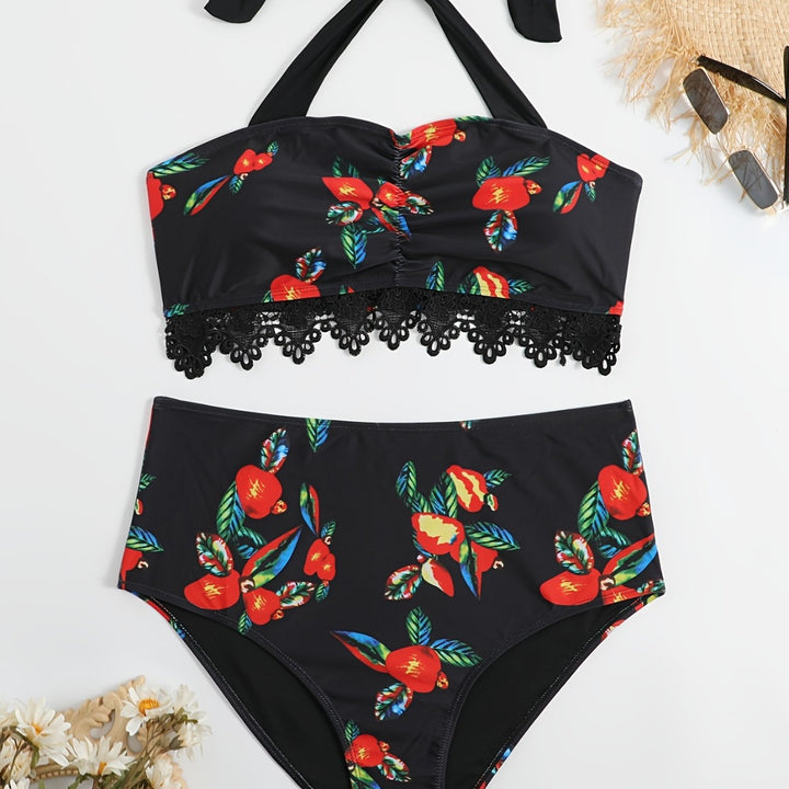 Women's Two-Piece Swimsuit Set with Floral Design Mune Fashion
