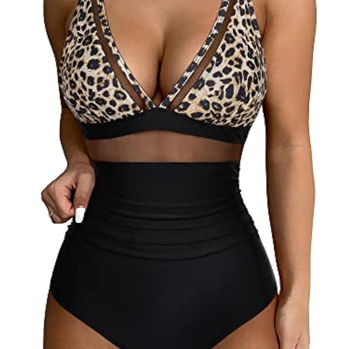 Ladies High-Waisted Swimsuit with Transparent Inserts Mune Fashion
