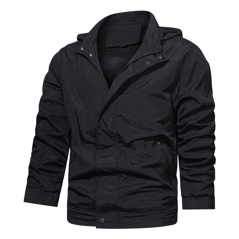 Men's Light Field Jacket with Hood, windproof shell and zippered pockets Mune Fashion