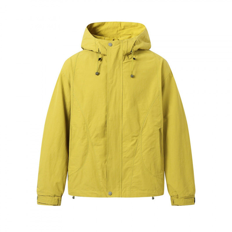 Unisex Short cut hoodie in technical outdoor style with drawstring, concealed front placket and adjustable cuffs Mune Fashion